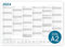 Jahresplaner 2024 Wandkalender | DIN A2 oder DIN A3 Querformat | gefaltet | 12 Monate Jahreskalender Vorder- und Rückseite mit Ferien und Feiertage (DIN A2)