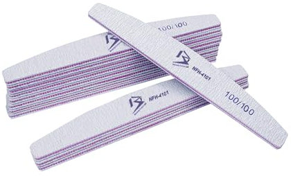 Multi Pack Professional Nail Files Double Sided Emery Board(100/180/240 Grit) Nail Styling Tools Pet Grooming Tools for Home and Salon Use (Half Moon 100/180, Pack of 10)