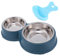 KuTi Kai Double Dog Bowls, Stainless Steel Double Dog Bowl Set,Anti-spill And Removable Dog Bowls with Pet Food Scoop Water and Food Feeder Bowls (Dark Blue, Stainless steel bowl + plastic bowl)
