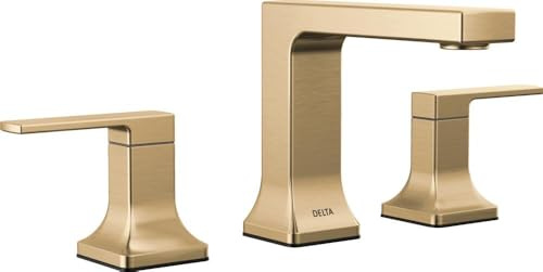Delta Faucet Velum - Grifo de baño generalizado de 3 agujeros, grifo de lavabo de baño dorado, grifo de baño de 2 manijas, montaje de drenaje emergente, bronce champán 3537LF-CZMPU