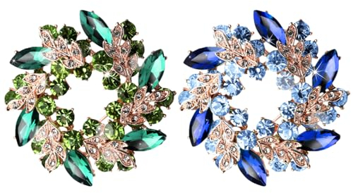 TYXHXTF 2 Stück Broschen, Strass Brosch, Kristall Brosche, Blumenstrauß Brosche, Girlande Strass Broschen, Brosche Damen, Elegante Brosche Anstecknadel, für Damen Kleidung