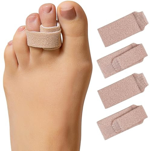 ZenToes Hammerzehenkorrektor für Damen und Herren, wiederverwendbare Stoff-Buddy Wraps für gebrochene Zehen, gepolsterte Zehenschiene für Schutz und Erholung, Hammerzehen-Glätteisen, 4 Stück, klein,