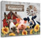 LB Wandbilder Tier auf dem Bauernhof Poster Esel Schwein Kuh Gelbe Sonnenblume Wanddruck Ginsterheiden-Bodeneule Leinwand Bilder für Wohnzimmer Schlafzimmer Badezimmer Wand Deko,60x40cm Ungerahmt
