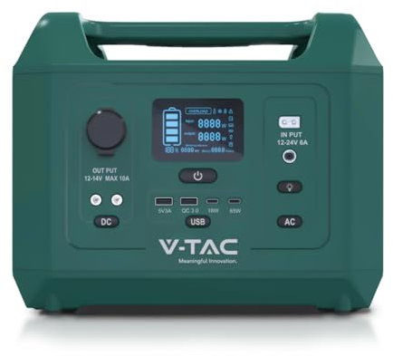 Power Station Portatile 576Wh AC:220V 600W(Max 1000W) Ricaricabile con Presa Schuko Cavo di Alimentazione o Pannello Solare Fotovoltaico