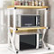 Savieva 3-Tier Microwave Oven Rack Kitchen Counter Organizer Shelf Stand - Pot Pan Grill Storage Racks - Carbon Steel Heavy Load 55lbs Capacity (3-Tier White)