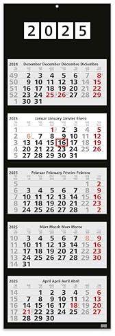 Geiger-Office 5-Monatskalender Wandkalender 2026 BLACK /30 x 100 cm, dekoratives Großformat mit 4 einzelnen, perforierten Kalenderblocks, Rückwand faltbar/Büro -Kalender (BLACK 5-MONATS)