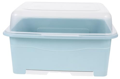 TOPBATHY 2 Piezas Escurreplatos Escurridor De Platos Con Tapa Filtro De Agua Almacenamiento De Secado De Platos Portátil Con Tapa Escurridor Para Fregadero Plástico Azul