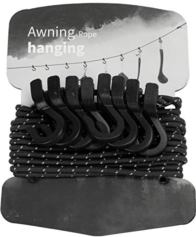 Koieam Corde à Linge de Camping, Corde à Linge Suspendue Corde à Linge Portable d'extérieur Corde de Suspension antidérapante réglable multifonctionnelle avec Crochets (Black)