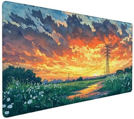 Verde Alfombrilla Ratón XXL 1500 x 800 x 3 mm Grande Tamaño Alfombrilla Ratón Gaming Flor con Bordes Cosidos, Base de Goma Antideslizante Alfombrilla Escritorio para Raton Gaming y Teclado Z-328