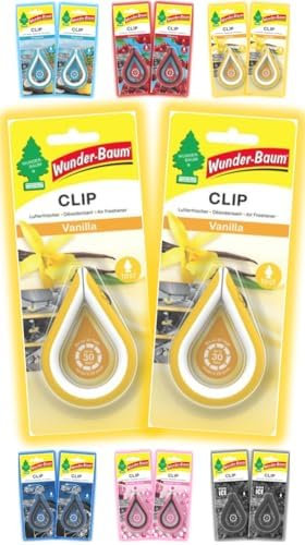 Wunderbaum Clip Autoduft Flakon Lufterfrischer Duftbaum Clips Düfte: 2 Stück + Stift light-tribe (Vanille)
