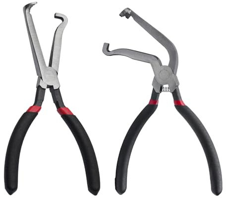 2 Pcs Electrical Disconnect Pliers 37960 37980 Automotive Electrical Connector Disconnect Pliers,Fuel Line Petrol Clip Pipe Pliers for Push Tab Style Plugs (1*Red60°+1*Red straight)