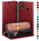 HUOUH für Huawei P30 Lite Hülle mit RFID Schutzhülle aus Lederhülle Handyhülle,Kartenfach Leder ständer Handy hülle,360 Grad Schutz Cover für Huawei P30 Lite Klapphülle Wallet Case Rot