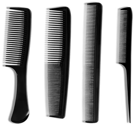 4 Pieces Ensemble de Peigne à Cheveux, Peigne Queuem, Peigne à Dents Fines et Larges et Le Peigne à Dents Larges, Antistatique Résistant à la Chaleur, pour Styliste de salon Coiffeur