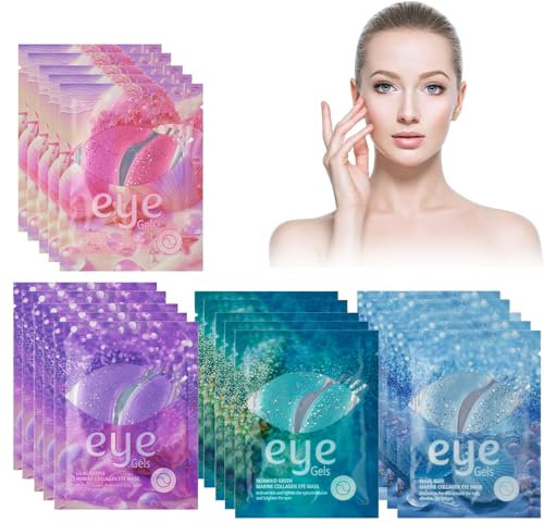 Marine Collagen Eye Masks (20 Paare) – Augenpads Gegen Tränensäcke & Dunkle Augenringe Mit Hyaluronsäure, Vitamin C & Perlenextrakt – Für Straffe Haut, Reduziert Falten & Schwellungen