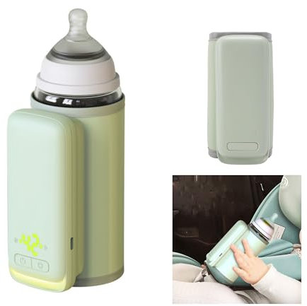 Portable Baby Bottle Warmers - USB Rechargeable Bottle Warmer, Bottle Warmer for Travel with Digital Display, 6000mAh Battery & Flashlight, Leakproof On-The-Go Bottle Warmer(Fits 99% Bottles)