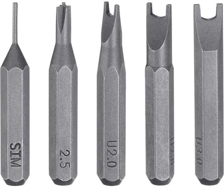 sourcing map 5pcs Screwdriver Bit Set 5/32 Hex Shank 28mm Length Magnetic U-Shaped Medium Board SIM Head Hex Bits S2 Steel Screw Driver Bit for Electric Manual Screwdrivers Precision Repair