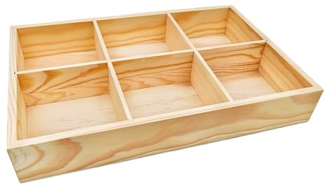 Anktily Unvollendete Aufbewahrungsbox aus Holz, Vitrinenbox für 6 Fächer, Socken-Organisierer, Unterwäsche-Aufbewahrungsbox, Holz-Präsentationstablett für Schmuck, Sammlerstücke
