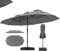 RELAX4LIFE Grand Parasol Double avec LED Solaire, Grand Parasol de Jardin Extérieur avec Pied, 48 Lumières, Manivelle, Base Croix, Sac de Sable, Protection Solaire, Montage Facile (Gris)
