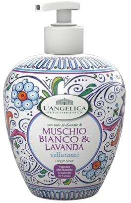 L'Angelica, Sapone Liquido Mani Vellutante, Muschio Bianco e Lavanda, Pelle Morbida e Profumata, Dermatologicamente Testato, 500ml