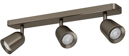 Eglo Spotlight bar Camaldoli, Kitchen Light Fitting with 3 Flexible Spots | ceiling lamp living room made of bronze steel, GU10 socket