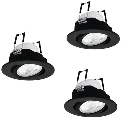 EGLO connect.z Smart-Home 3er-Set LED Einbaustrahler Saliceto-Z, Ø 8, 8 cm | flache ZigBee Einbauspots, Matter, App und Sprachsteuerung Alexa, warmweiß-kaltweiß, RGB, dimmbar, schwarz