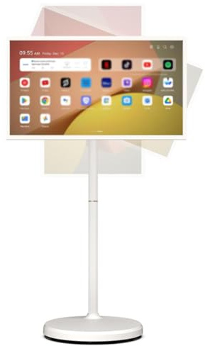Oiyekntd 27 inch Smart Portable TV on Wheels, Android 13 OS, 7800 mAh Battery, Rolling TV Touchscreen Monitor 6-7H Play Time, Full Swivel Rotation 4G+64G