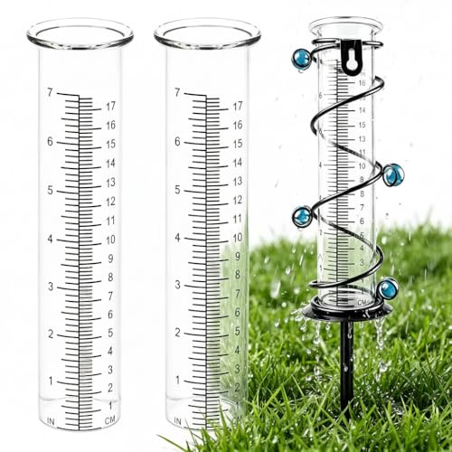 Angoily 2er Set Regenmesser Ersatzglas – 21cm Borosilikatglas Messzylinder | Frostsicheres 21x5.6cm Ersatzglas, präzise Skala, wetterfester Messzylinder im praktischen Doppelpack für den eigenen Garten