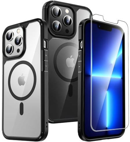 TAURI for iPhone 13 Pro Case Compatible with MagSafe, Black | 15FT Military-Grade Protection, Not-Yellowing Shockproof Anti-Scratch Slim Phone Bumper Cover