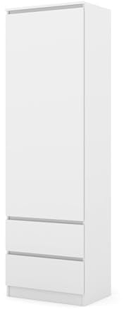 Homlando Mehrzweckschrank, Kleiderschrank Maja 60 cm mit Schubladen, schmales Aktenregal für Wohnzimmer & Büro, Moderne Aufbewahrung mit Tür, minimalistisches Design, (Weiß Matt)
