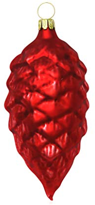 Tannenzapfen rot matt 4 Stück Christbaumschmuck Weihnachtsbaumschmuck mundgeblasen Lauschaer Glas das Original
