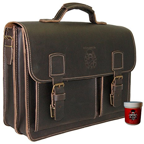 Aktentasche Faraday aus braunem Bio-Leder, Made in Germany Baron of MALTZAHN + Lederpflege