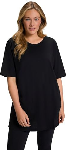 Ulla Popken Women's Basic T-shirt, round neck T-Shirt Black 32/34