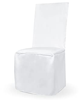 Elegante Stuhlhusse Weiß für Hochzeit 107x49x41cm, Stuhldeko aus Satin-Polyester Matte Stuhldekoration, Standesamt Deko Hochzeitsdeko