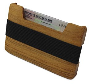 Kreditkartenetui und minimalistische Geldbörse aus Holz | Portemonnaie mit Geldklammer | Geldscheinklammer und Kartenetui | Unikat - Original von WOODBI® (Akazie ohne Logo)