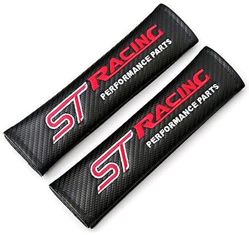 RinTalen Gurtpolster, Karbonfaser-Effekt, Rennsport-Stil, Sicherheitsgurt-Schulterpolster für Ford ST, Focus, Mondeo, Fiesta, Ka, Schwarz