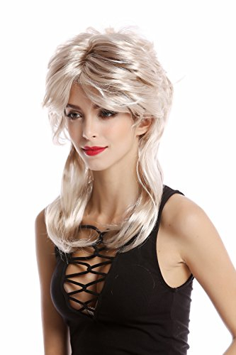 WIG ME UP - 90662-ZA66 Perücke Damen Karneval Halloween 80er Jahre Vokuhila Filmstar Diva blond toupiert wellig