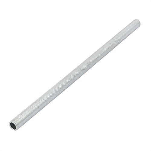 sourcing map Tige Filetée Creuse M10 Tube Filete Filetage 210mm Longueur Supérficiel Lampe Tuyau Mamelon Réparation Pièce pour Lumière Zingué Argenté