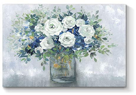 Abstraktes Bouquet-Bild, Wandkunst: Blumen-Kunstwerk, Blume in Vase, Gemälde für Wohnzimmer (91,4 cm B x 61 cm H, mehrere Größen)
