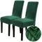 Chickw1 Stuhlhussen 2er Set Samt Stuhlhussen für Schwingstühle, Esszimmerstühle Hussen Für Hochzeit, Hotel, Küche, Bankett, Partys Stretch Stuhlhussen (2er,Dunkelgrün)