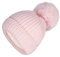 LANGZHEN Winter Warm Gestrickte Baby Hüte für Mädchen Pom Pom Kind Kleinkind Jungen Beanies Cap mit Fleece Futter (große Pom Pom Rosa, 48-50CM)