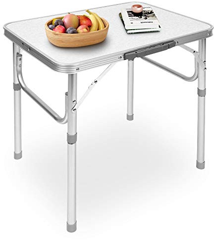 Gartentisch Falttisch Höhenverstellbar, Campingtisch Klapptisch mit Tragetasche, 45x60cm, Faltbar für Balkon Picknick Fischen Outdoor
