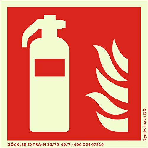 Brandengel® Hochwertiges Schild Feuerlöscher PVC nachleuchtend selbstklebende Schaumschicht 150 x 150 mm F001, Kunststoffplatte DIN EN ISO 7010 DIN 67510 ASR A1.3