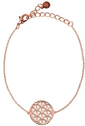 VIASOUL® Armband Blume des Lebens I Lebensblume Armband für Damen I Flower of Life Anhänger I Mit 585er Gold überzogen I Die Original Blumen Armkette (Rose)
