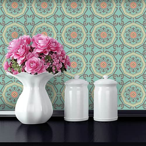 Tile Sticker Pastel Green - Self Adhesive Decals Wall Art Decor transfers- Kitchen splashbacks Bathroom backsplash, Peel and Stick Made in UK. (6x6, Pastel Modern 3)- Pack of 10