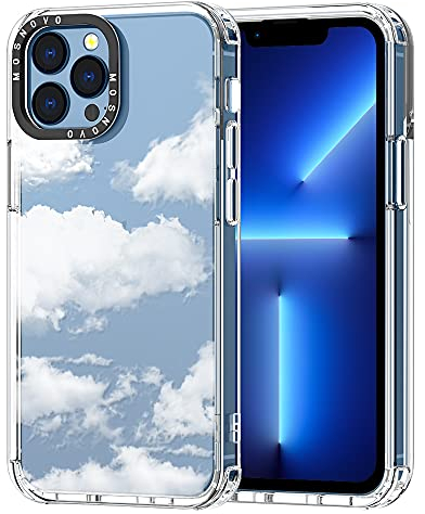 MOSNOVO Case for iPhone 13 Pro Max, [Buffertech 6.6ft Military-Grade Drop Protection] [Anti Peel Off Tech] Clear TPU Bumper Phone Case Cover Design - Cloud