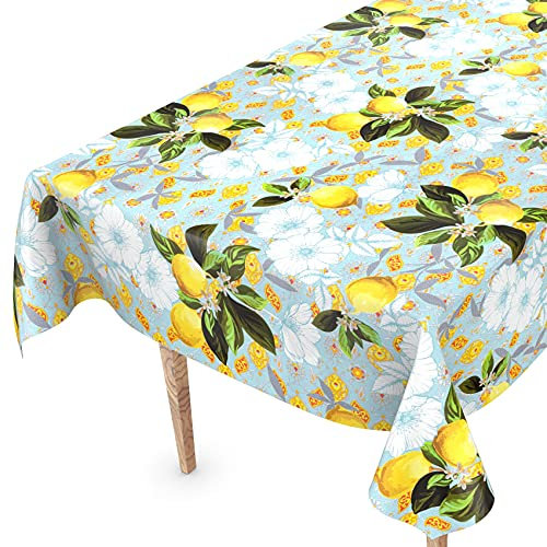 Tischdecke abwaschbar Wachstuch Wachstuchtischdecke 160 x 140cm Schnittkante Zitronen Gartentischdecke Wachstuch