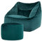 Icon Natalia Sitzsack Sessel mit Sitzpuff für Erwachsene, Blaugrün, Flauschiger Samtstoff, Riesen Sitzsack Samt mit Füllung, Bean Bag Chair, Bequemer Sessel Wohnzimmer, Lounge, Schlafzimmer, Büro