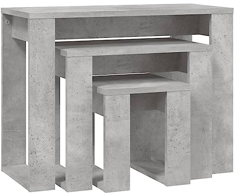 vidaXL Tables Gigognes 3 pcs Tables d'Appoint Tables Basses Tables de Canapé Bouts de Canapé Salle de Séjour Salon Gris Béton Bois d'Ingénierie