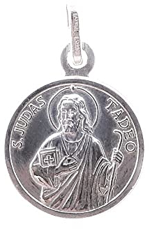 San Judas Tadeo-Medaille Silbergesetz 925m Unisex 15 mm. Vogelblende.
