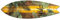 DECLINA Surfbrett Deko Tropische Blumen Wanddeko - Druck auf Aluminium 100x30cm
